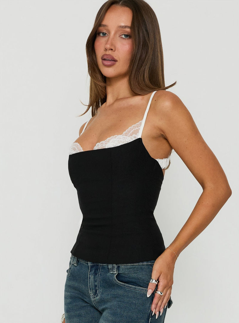 Renaissance Corset Lace Top Black — 4