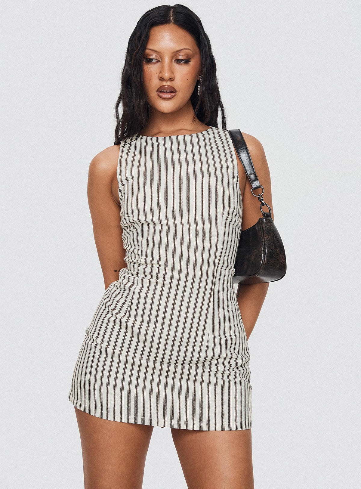 Yumiko Romper Brown Stripe — 8