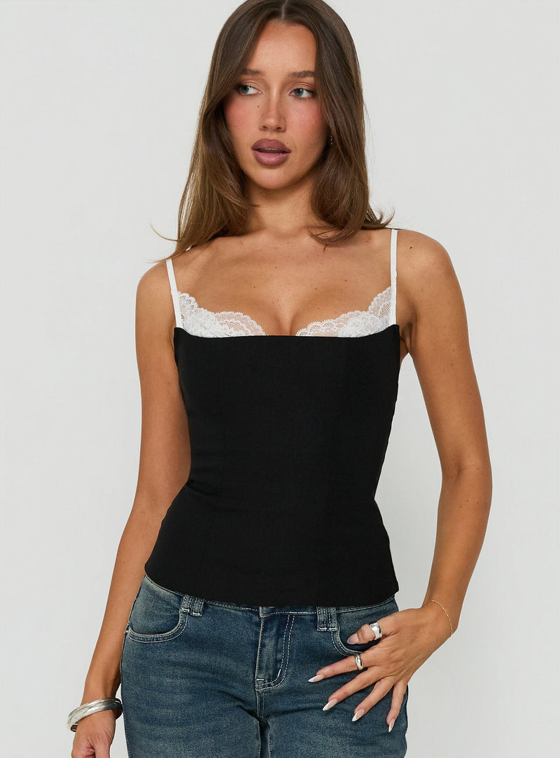 Renaissance Corset Lace Top Black — 2
