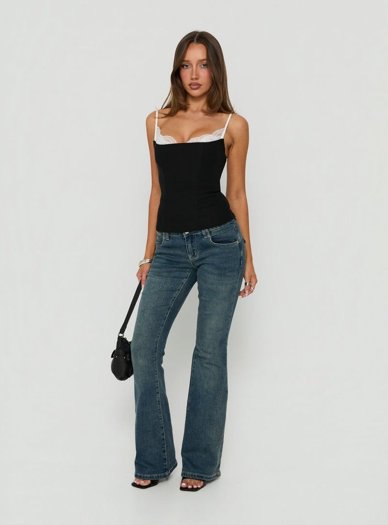 Renaissance Corset Lace Top Black — 3