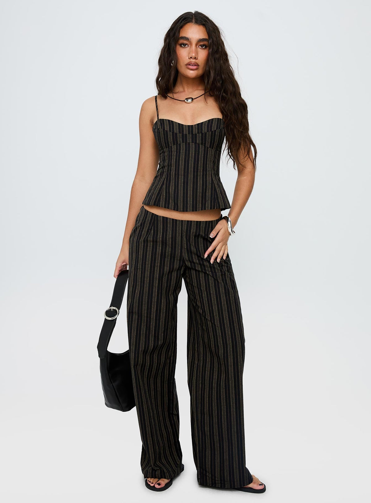 Kierstyn Corset Set Black Stripe — 3