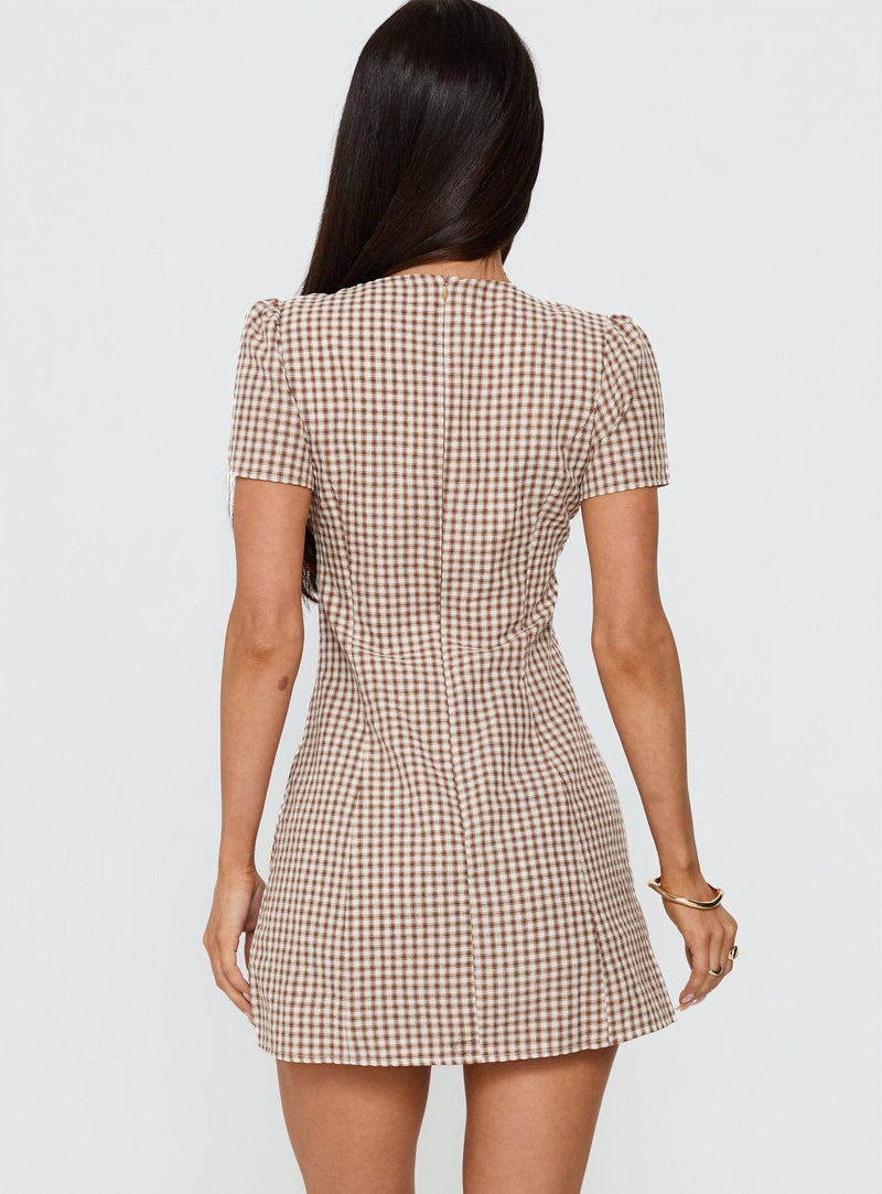 Loveliness Playsuit Brown Check — 5