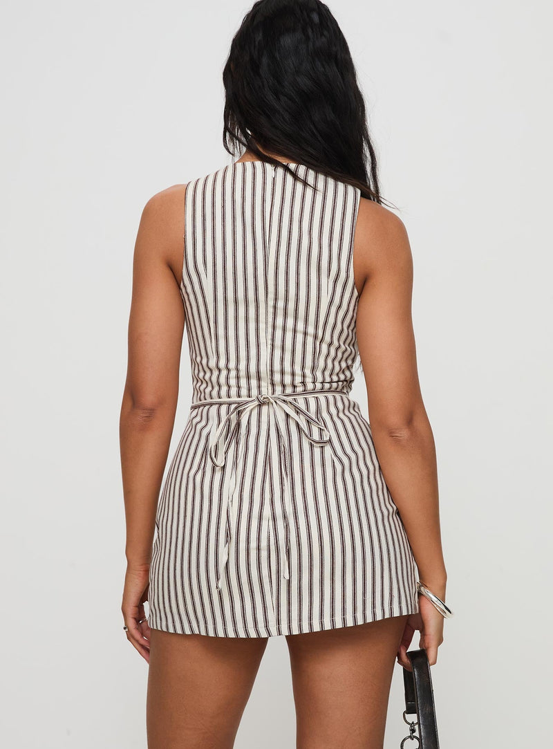 Yumiko Romper Brown Stripe — 5