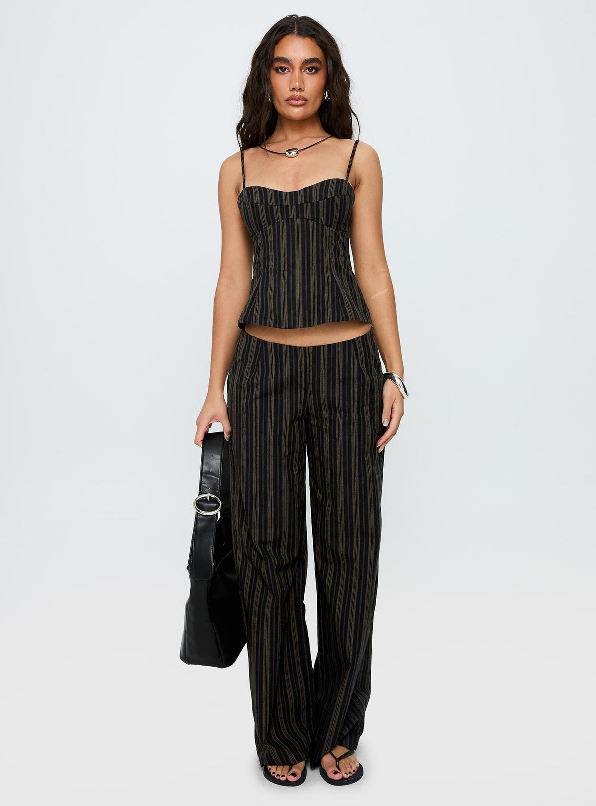 Kierstyn Corset Set Black Stripe — 7