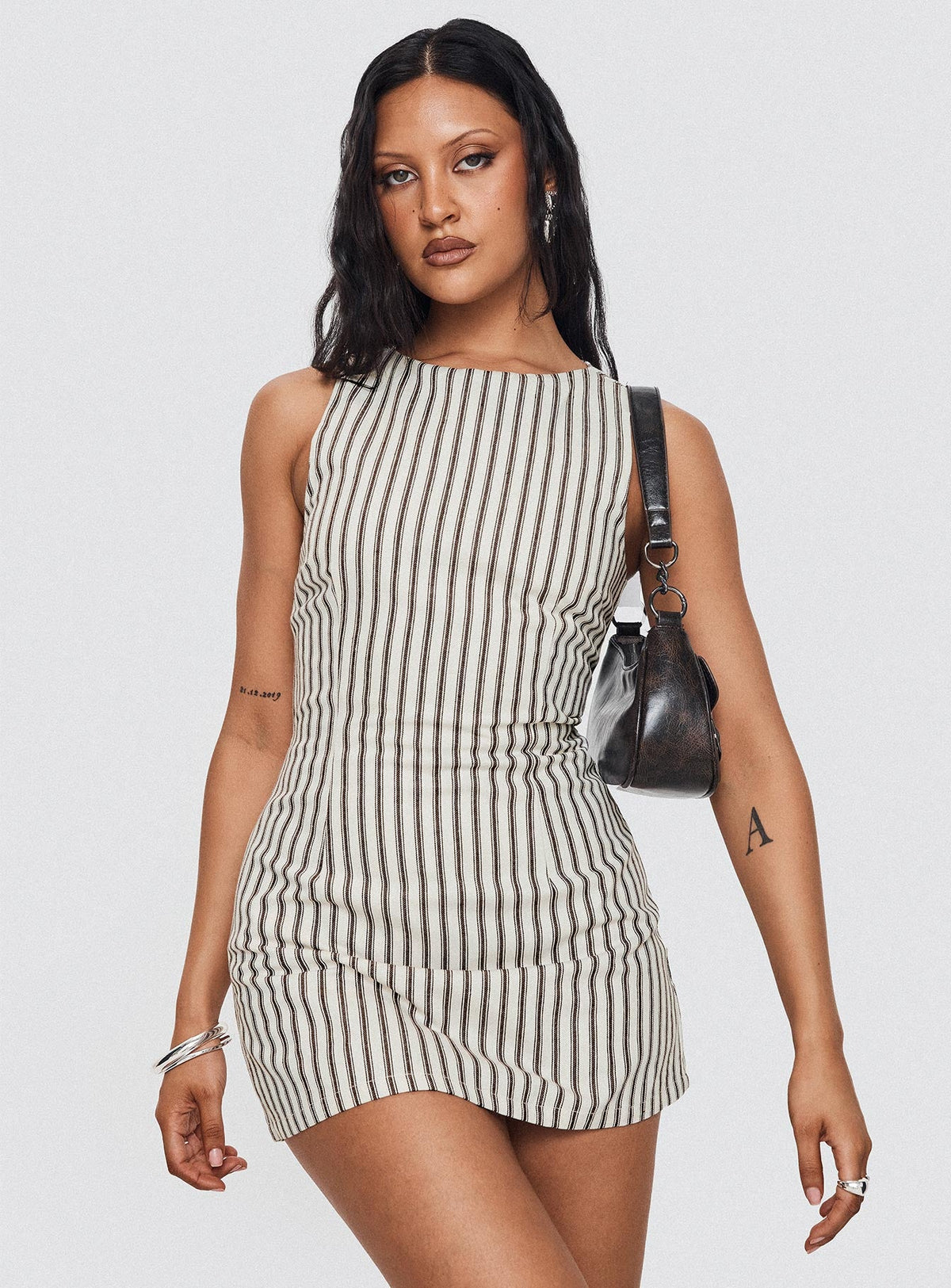 Yumiko Romper Brown Stripe — 9