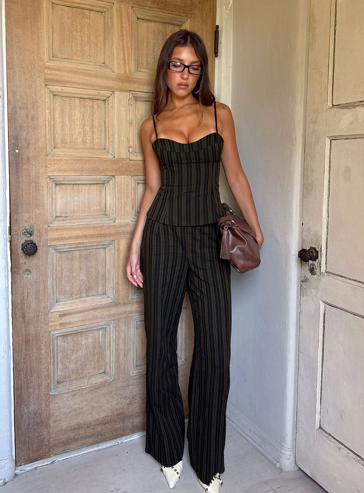 Kierstyn Corset Set Black Stripe — 10